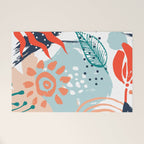 Summer Abstract, Floral Prints, Orange, Teal, Blue, Colourful Prints. Welcome Mat Gallery Image 1