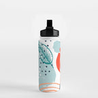 Summer Abstract, Floral Prints, Orange, Teal, Blue, Colourful Prints. Water Bottle Gallery Image 2