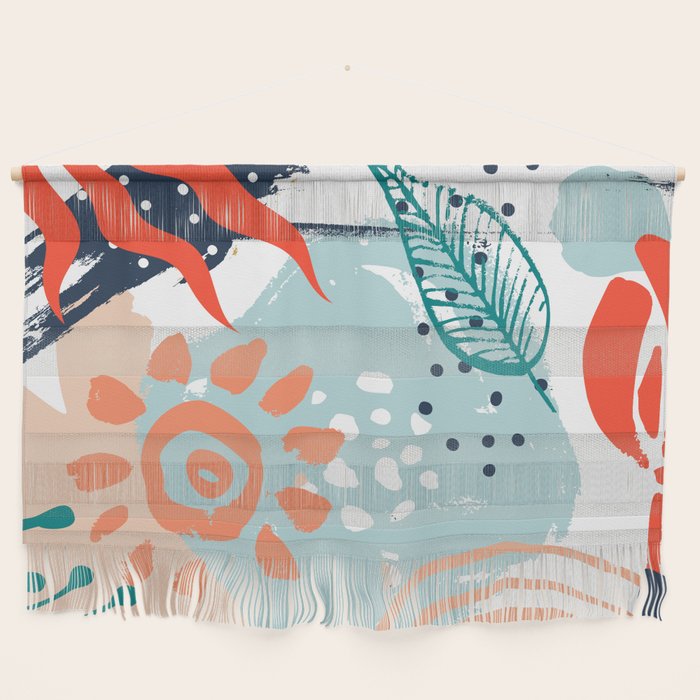 Summer Abstract, Floral Prints, Orange, Teal, Blue, Colourful Prints. Wall Hanging Gallery Image 1