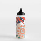 Summer Abstract, Floral Prints, Orange, Teal, Blue, Colourful Prints. Water Bottle Gallery Image 3