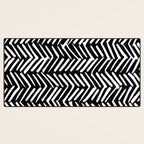 Boho, Herringbone, Geometric Art, Black and White Desk Mat Gallery Image 3
