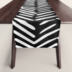Boho, Herringbone, Geometric Art, Black and White Table Runner Gallery Image 1