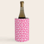 Large Pink and White Greek Key Pattern Wine Chiller Gallery Image 1