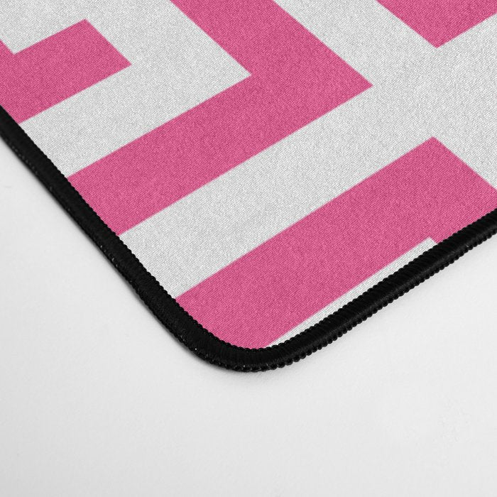 Large Pink and White Greek Key Pattern Desk Mat Gallery Image 4