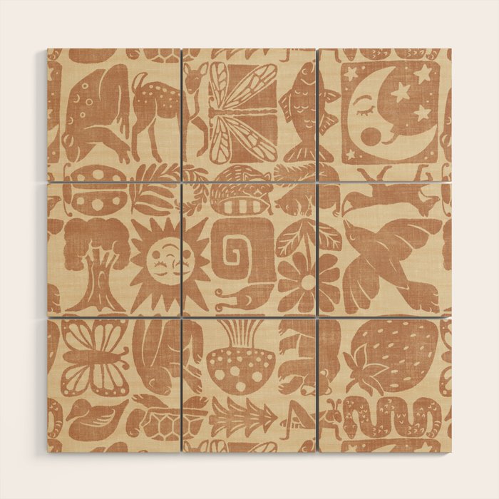 Nature Blocks - terracotta Wood Wall Art Gallery Image 1