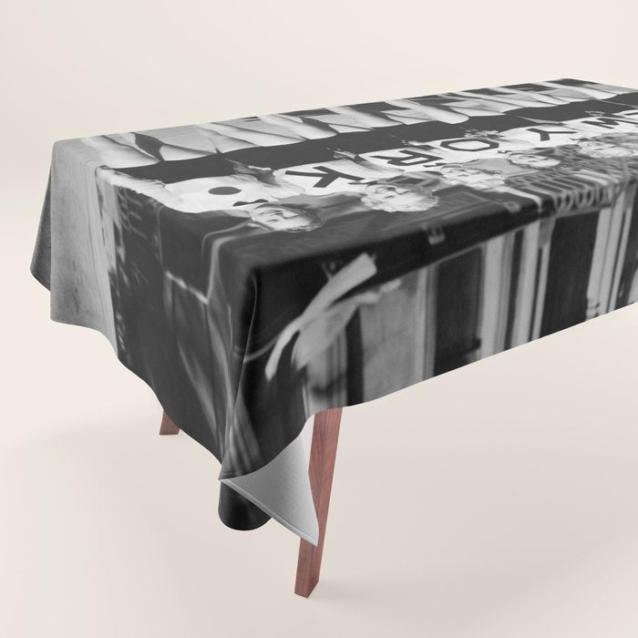 New York Girls in a line, lovely girls on the street - mid century vintage photo Tablecloth Gallery Image 1