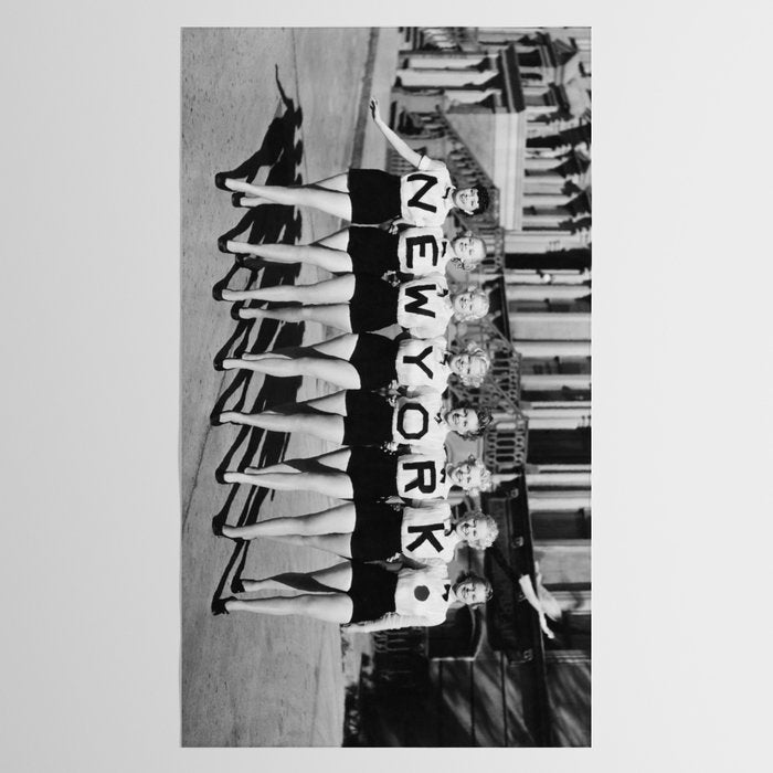New York Girls in a line, lovely girls on the street - mid century vintage photo Tablecloth Gallery Image 2