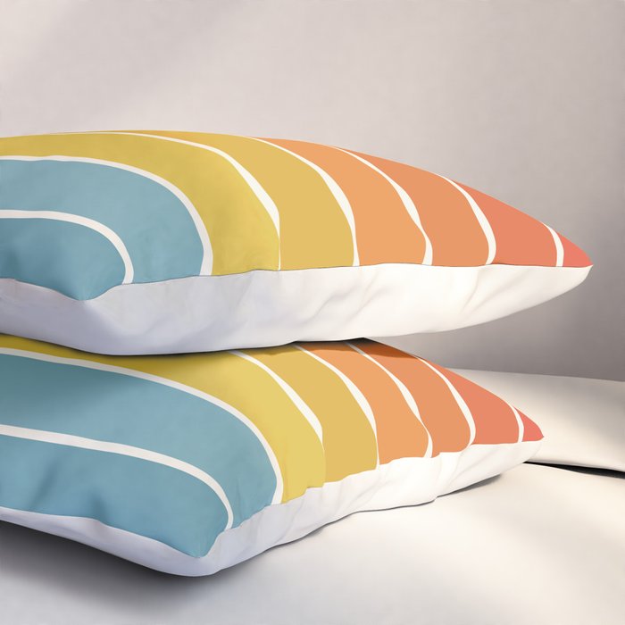 Gradient Arch X Bright Rainbow Mid Century Modern Rainbow Pillow Sham Gallery Image 3