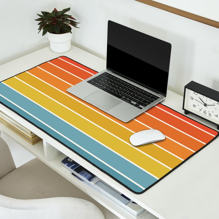 Gradient Arch X Bright Rainbow Mid Century Modern Rainbow Desk Mat Gallery Image 2