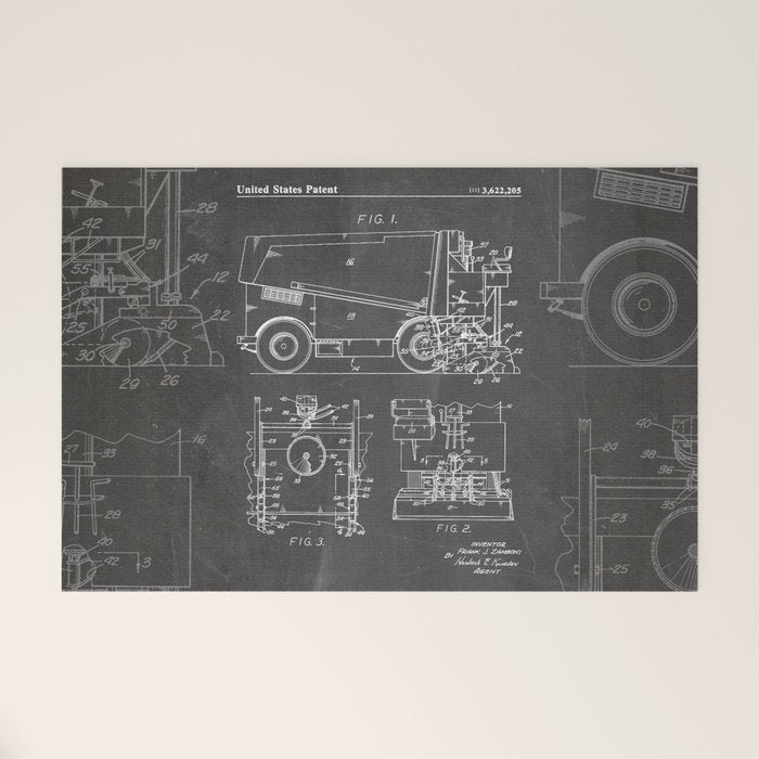 Ice Hockey Patent - Hockey Player Coach Team Art - Black Chalkboard Welcome Mat Gallery Image 1