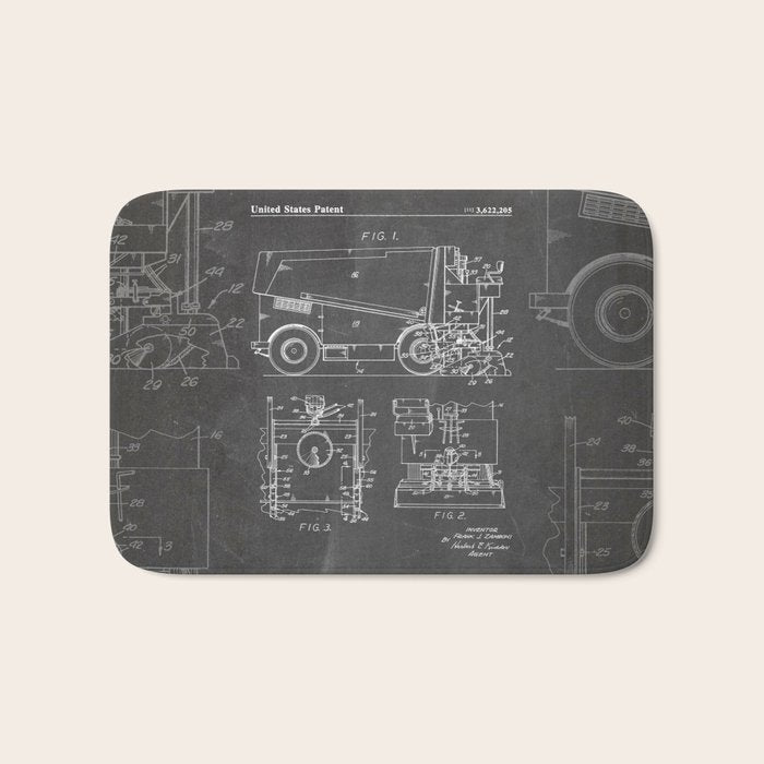 Ice Hockey Patent - Hockey Player Coach Team Art - Black Chalkboard Bath Mat Gallery Image 1