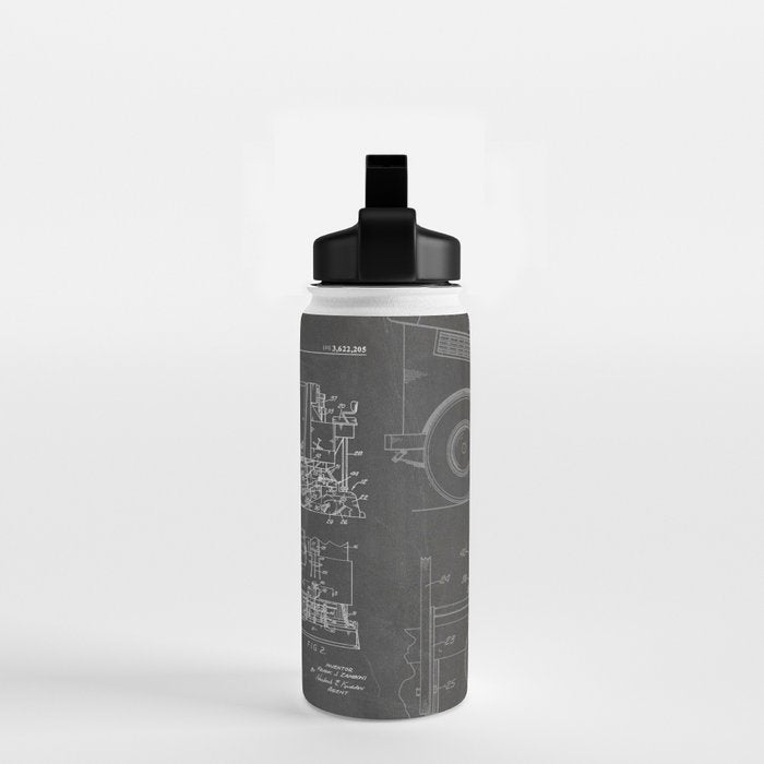 Ice Hockey Patent - Hockey Player Coach Team Art - Black Chalkboard Water Bottle Gallery Image 2