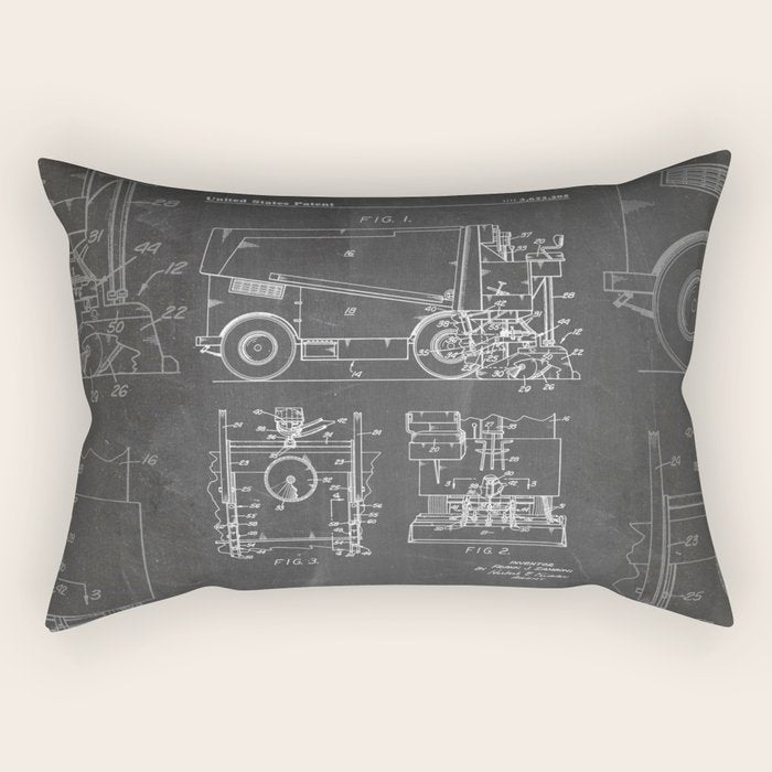 Ice Hockey Patent - Hockey Player Coach Team Art - Black Chalkboard Rectangular Pillow Gallery Image 1