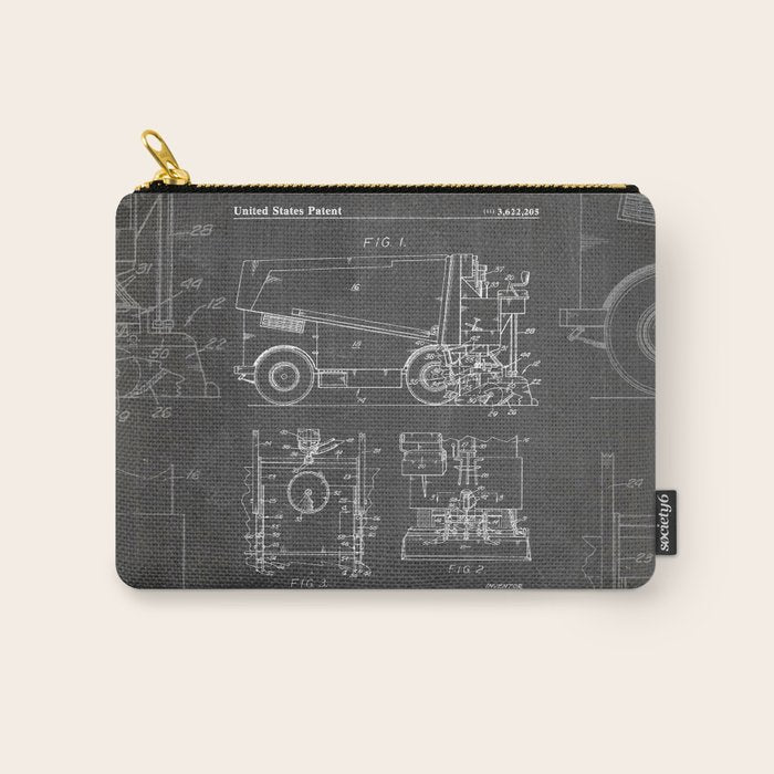 Ice Hockey Patent - Hockey Player Coach Team Art - Black Chalkboard Carry All Pouch Gallery Image 1