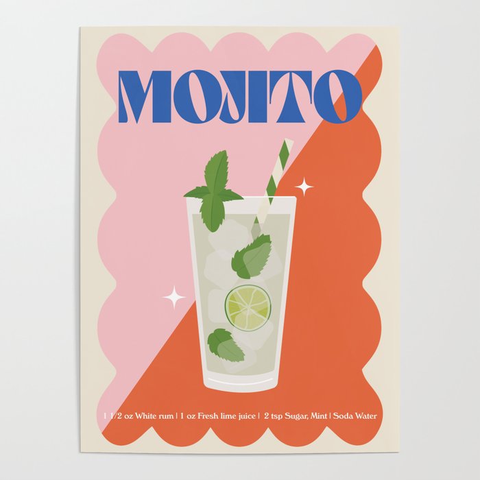 Mojito Cocktail Print Poster Gallery Image 1