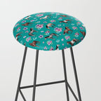Horse Pattern, Floral Print, Turquoise, Little Girls Room, Horses Stool Gallery Image 2