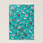 Horse Pattern, Floral Print, Turquoise, Little Girls Room, Horses Stationery Card Gallery Image 2
