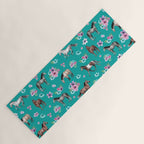 Horse Pattern, Floral Print, Turquoise, Little Girls Room, Horses Yoga Mat Gallery Image 1