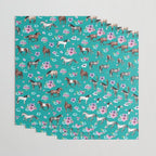 Horse Pattern, Floral Print, Turquoise, Little Girls Room, Horses Wrapping Paper Gallery Image 3