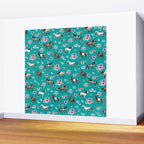 Horse Pattern, Floral Print, Turquoise, Little Girls Room, Horses Wall Mural Gallery Image 2