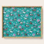 Horse Pattern, Floral Print, Turquoise, Little Girls Room, Horses Serving Tray Gallery Image 1