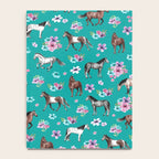 Horse Pattern, Floral Print, Turquoise, Little Girls Room, Horses Notebook Gallery Image 4