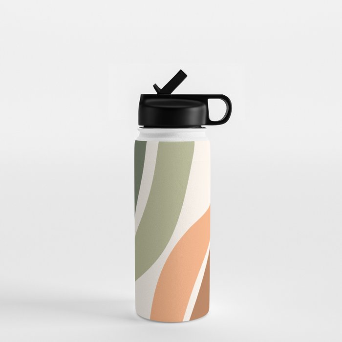 Abstract Shapes 55 in Sage Green and Terracotta (Rainbow Abstraction) Water Bottle Gallery Image 1