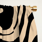 Retro Liquid Swirl Abstract Pattern in Black and Camel Window Curtain Gallery Image 2