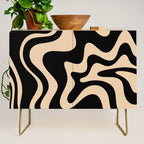 Retro Liquid Swirl Abstract Pattern in Black and Camel Credenza Gallery Image 1