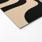 Retro Liquid Swirl Abstract Pattern in Black and Camel Welcome Mat Gallery Image 2