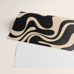 Retro Liquid Swirl Abstract Pattern in Black and Camel Wrapping Paper Gallery Image 2