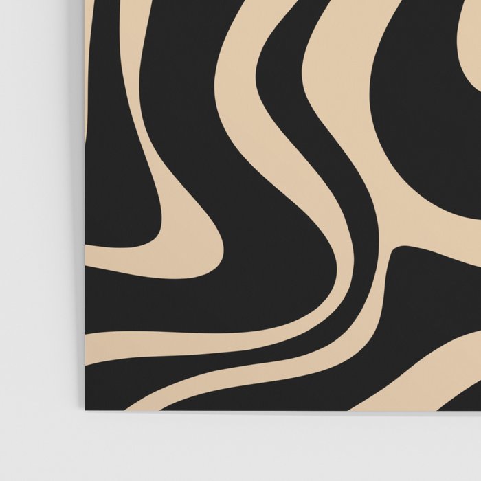 Retro Liquid Swirl Abstract Pattern in Black and Camel Poster Gallery Image 3