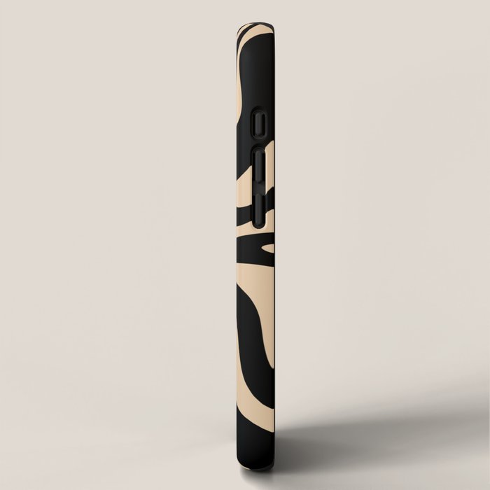 Retro Liquid Swirl Abstract Pattern in Black and Camel iPhone Case Gallery Image 2