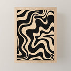 Retro Liquid Swirl Abstract Pattern in Black and Camel Mini Art Print Gallery Image 1