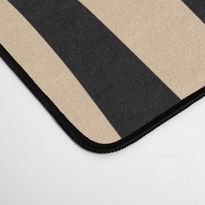 Retro Liquid Swirl Abstract Pattern in Black and Camel Desk Mat Gallery Image 4