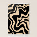 Retro Liquid Swirl Abstract Pattern in Black and Camel Stationery Card Gallery Image 2