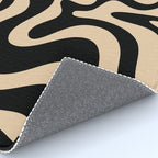 Retro Liquid Swirl Abstract Pattern in Black and Camel Rug Gallery Image 4