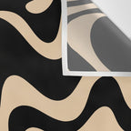 Retro Liquid Swirl Abstract Pattern in Black and Camel Wall Tapestry Gallery Image 3