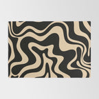 Retro Liquid Swirl Abstract Pattern in Black and Camel Rug Gallery Image 2
