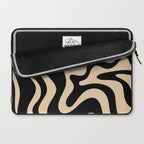 Retro Liquid Swirl Abstract Pattern in Black and Camel Laptop Sleeve Gallery Image 2