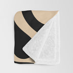 Retro Liquid Swirl Abstract Pattern in Black and Camel Throw Blanket Gallery Image 3