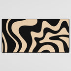 Retro Liquid Swirl Abstract Pattern in Black and Camel Desk Mat Gallery Image 3