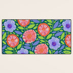 Folk Floral Blossoms in Turquoise Desk Mat Gallery Image 3