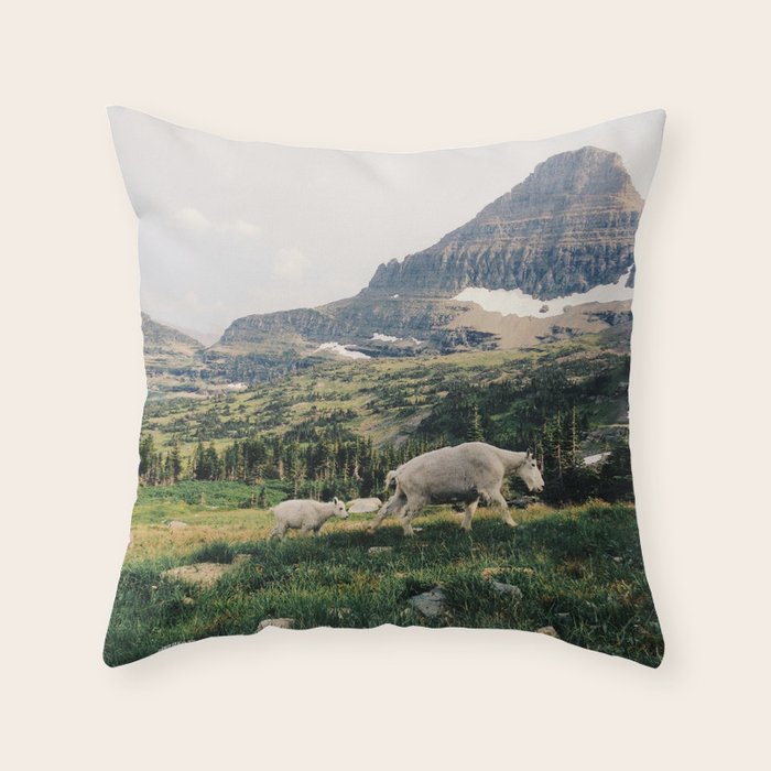 Montana Mountain Goat Family Throw Pillow Gallery Image 6