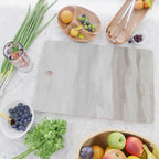Sands of Time II - Gray Stormy Clouds Beige Sandy Beach Coastal Ocean Abstract Nature Painting Cutting Board Gallery Image 2
