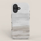 Sands of Time II - Gray Stormy Clouds Beige Sandy Beach Coastal Ocean Abstract Nature Painting iPhone Case Gallery Image 1