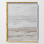 Sands of Time II - Gray Stormy Clouds Beige Sandy Beach Coastal Ocean Abstract Nature Painting Serving Tray Gallery Image 1