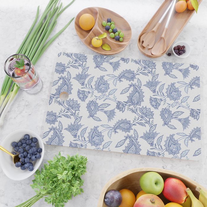 Oriental classic floral paisley - Delft Blue Cutting Board Gallery Image 2
