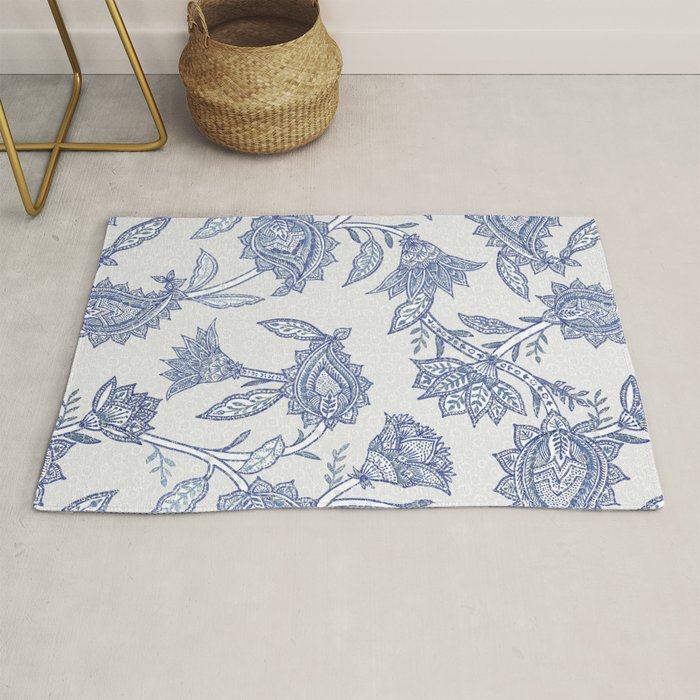 Oriental classic floral paisley - Delft Blue Rug Gallery Image 1
