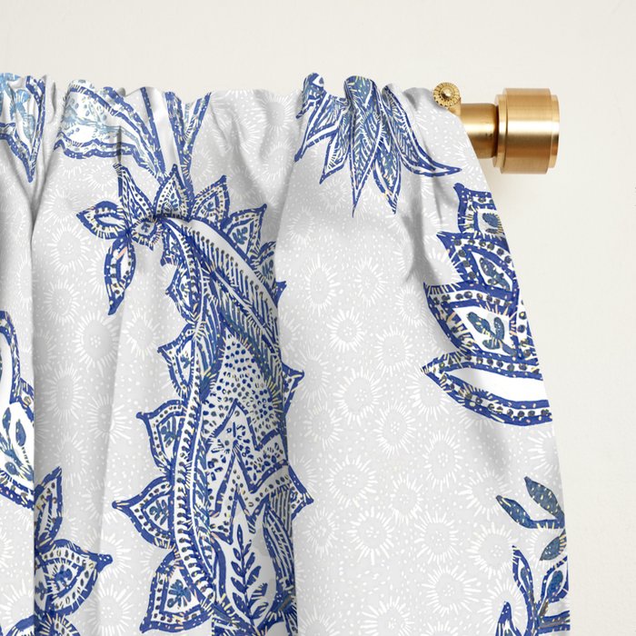 Oriental classic floral paisley - Delft Blue Window Curtain Gallery Image 2
